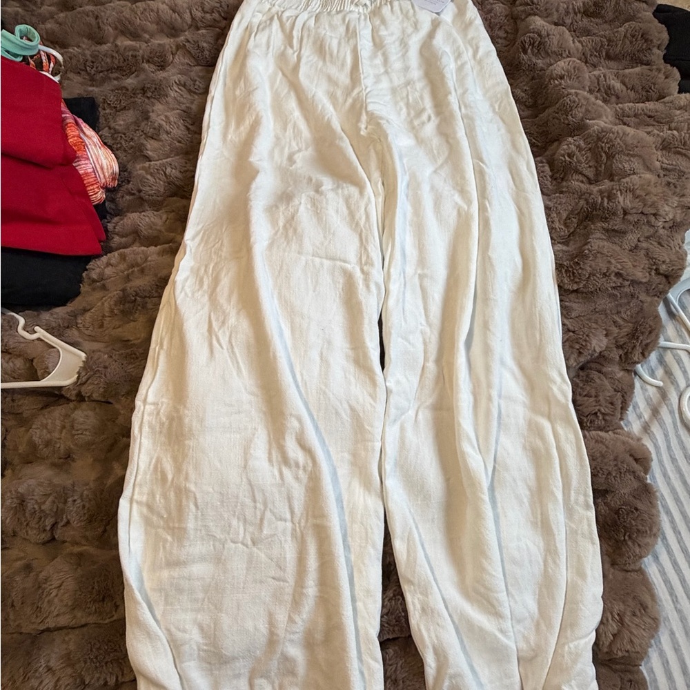 Altar'd State White Linen Trousers
